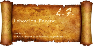 Lebovics Ferenc névjegykártya